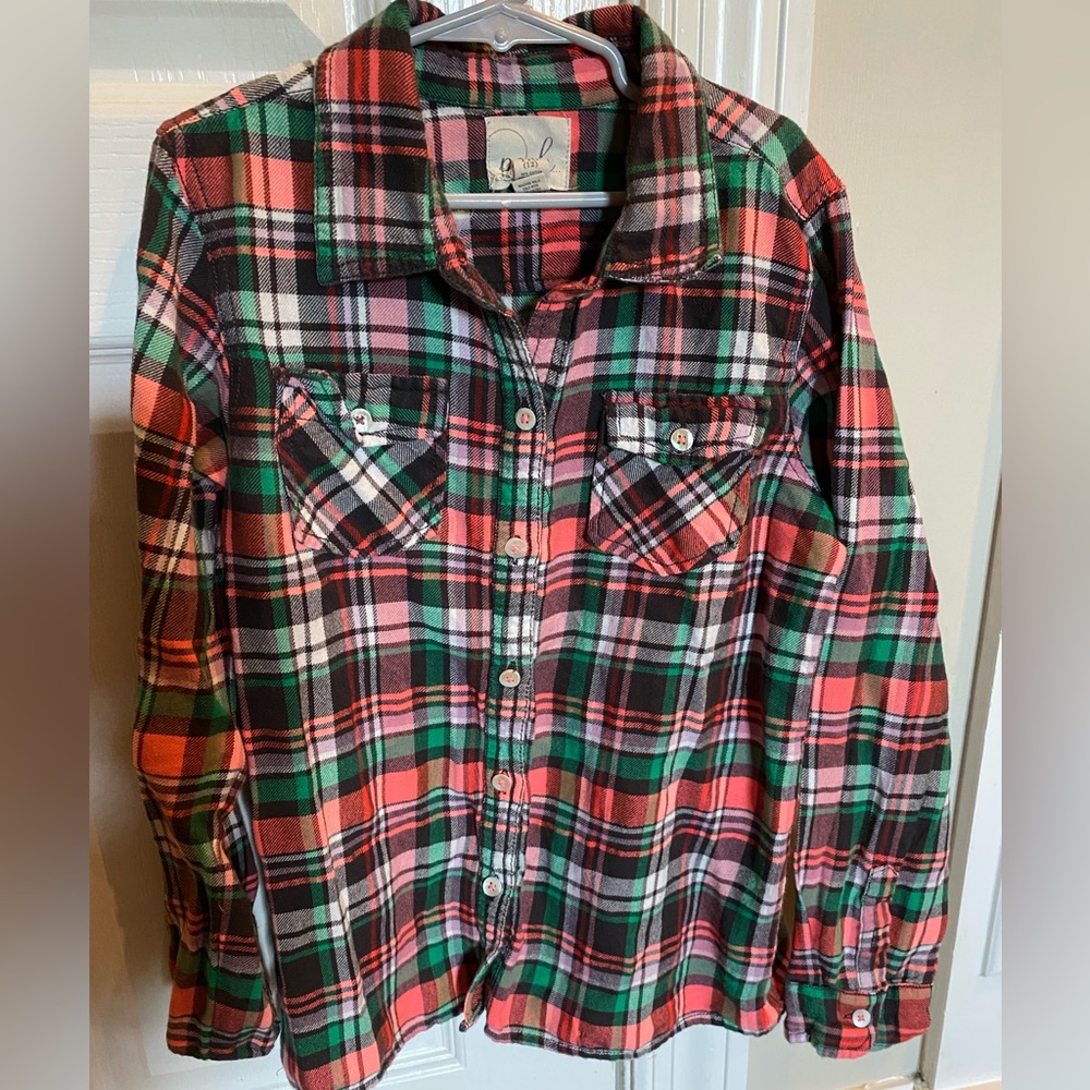 Peek button down girls flannel